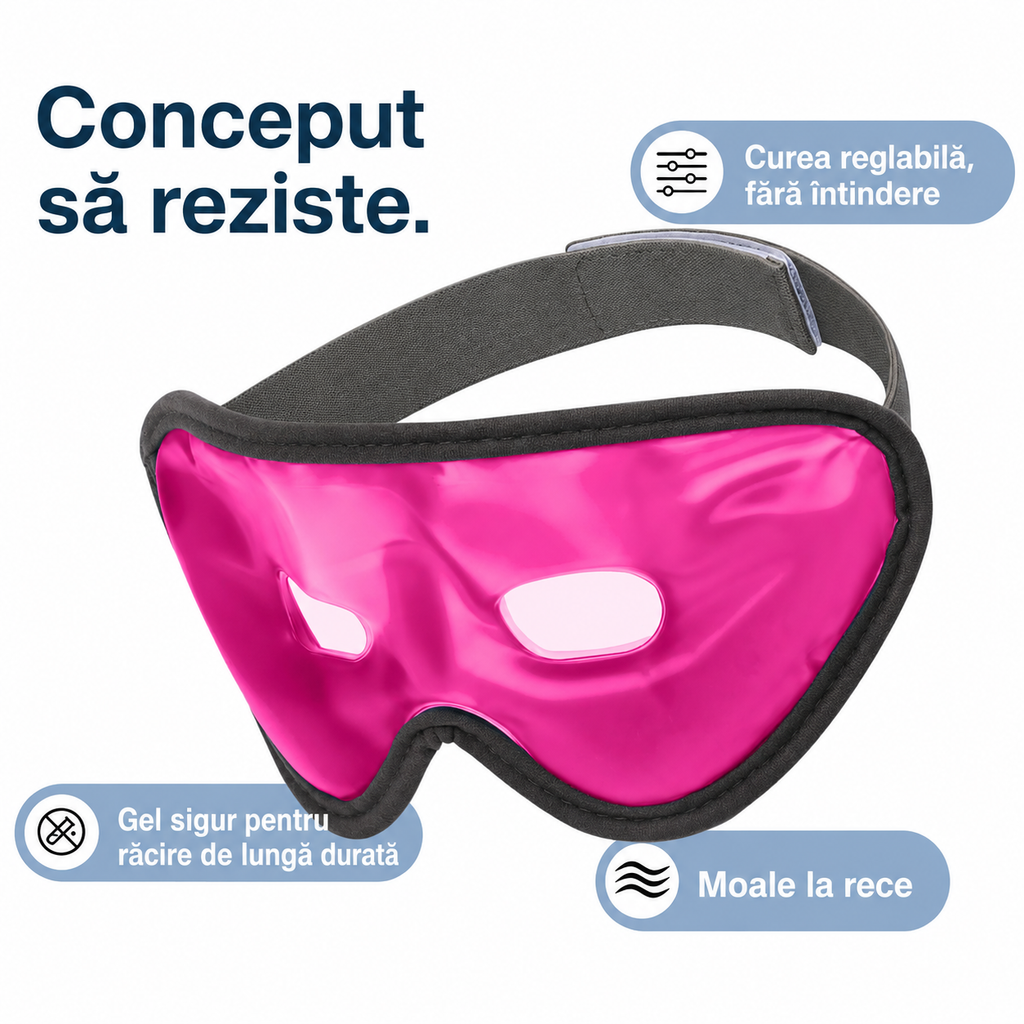 Veloura™ Eye Mask Pro – Mască cu Gel Rece și Caldă, Reutilizabilă, pentru Relaxare, Cearcăne și Ochi Obosiți