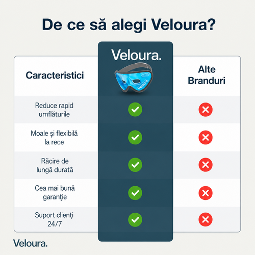Veloura™ Eye Mask Pro – Mască cu Gel Rece și Caldă, Reutilizabilă, pentru Relaxare, Cearcăne și Ochi Obosiți